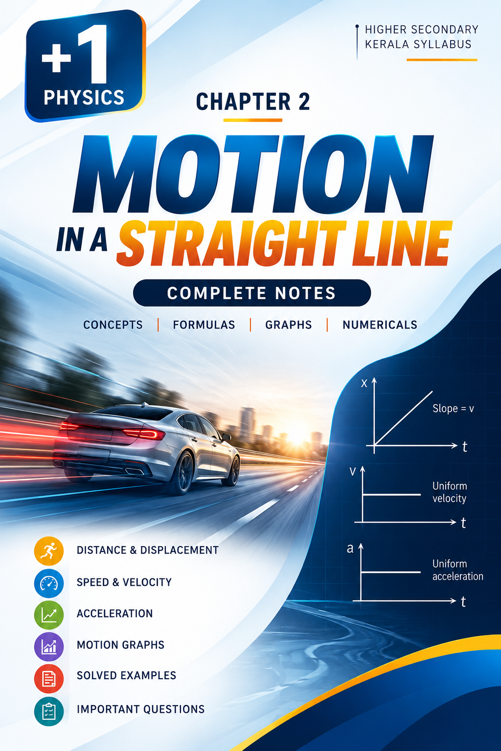+1 Physics Notes – Chapter 2: Motion in a Straight Line (PDF)
