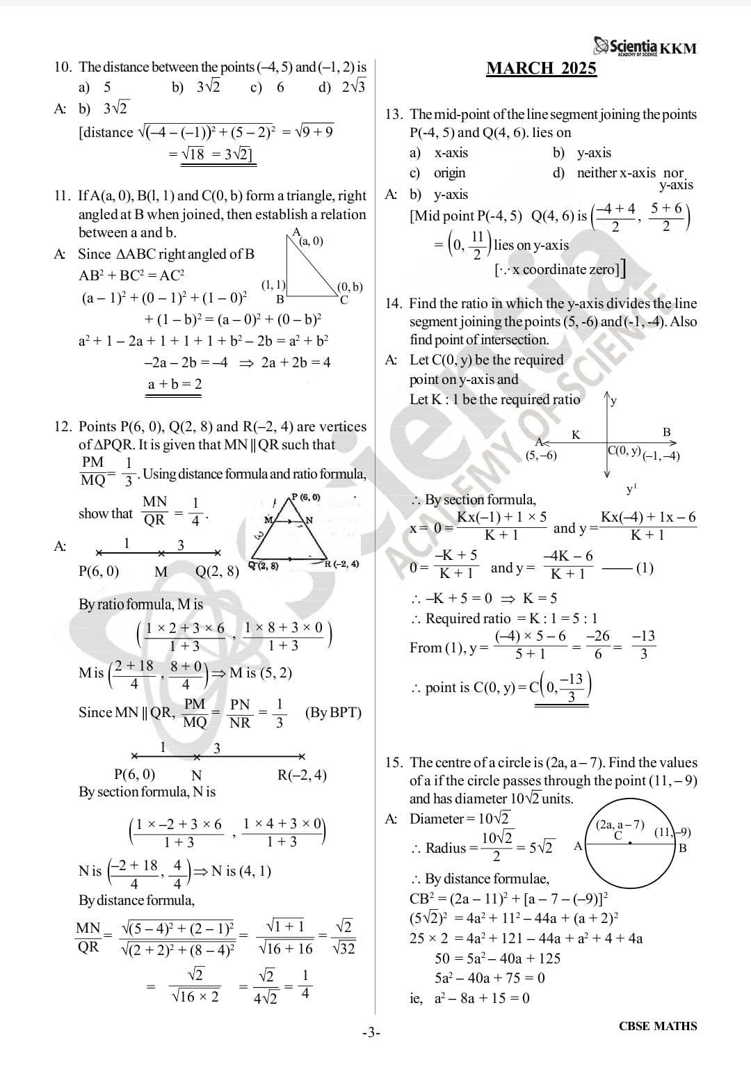 CBSE Class 10 Mathematics – Coordinate Geometry  PYQs & Detailed Solutions 2018–2026