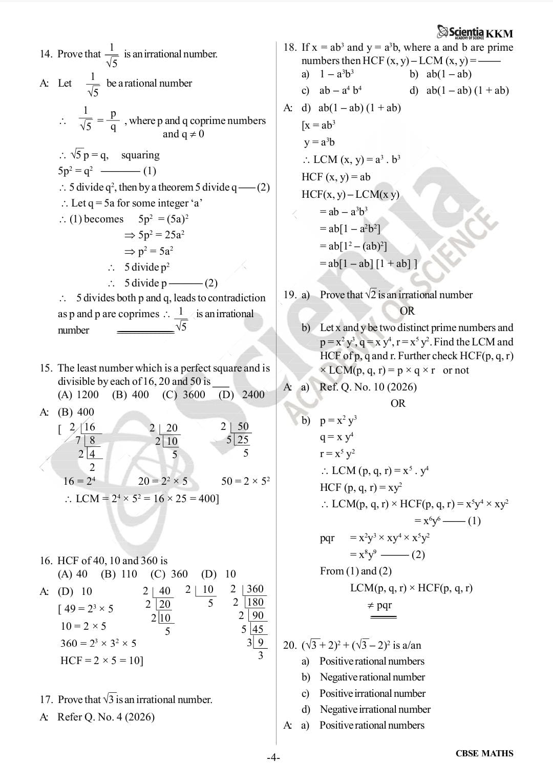 CBSE Class 10 Mathematics – Real Numbers  PYQs & Detailed Solutions 2018–2026
