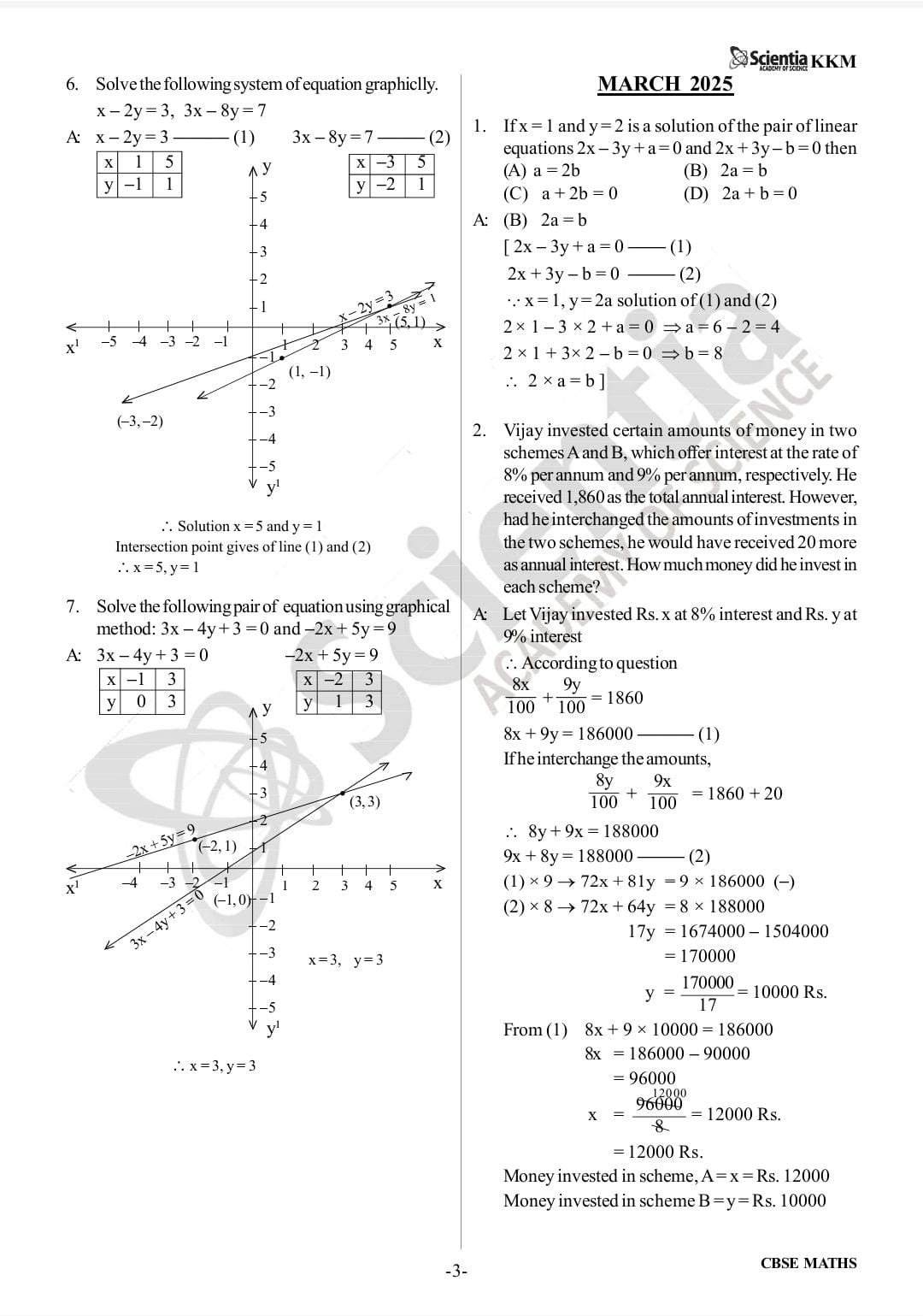 CBSE Class 10 Mathematics – Pair of Linear Equations in Two Variables  PYQs & Detailed Solutions 2018–2026