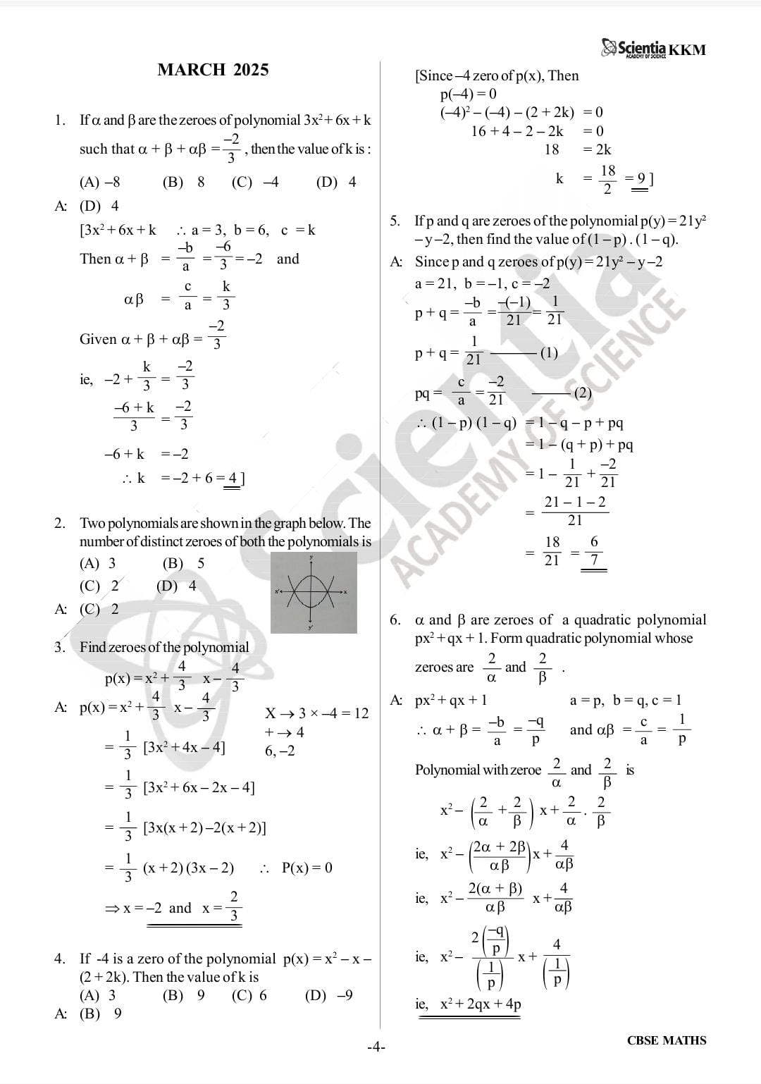 CBSE Class 10 Mathematics – Polynomials  PYQs & Detailed Solutions 2018–2026