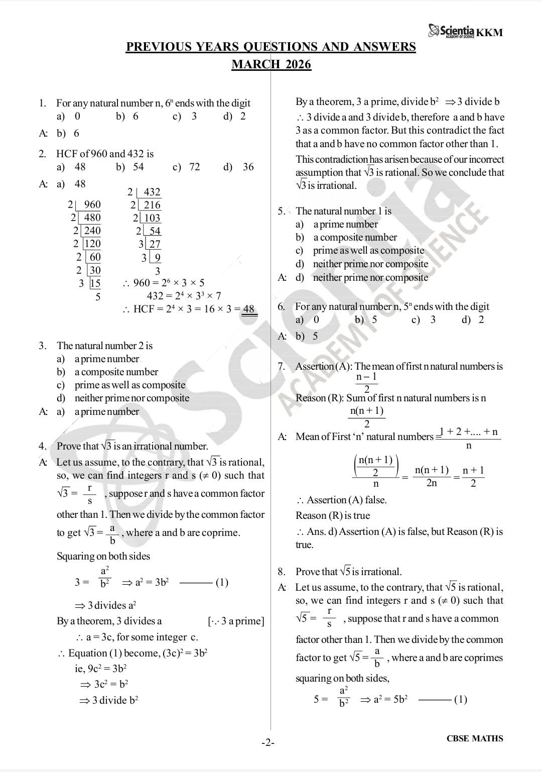 CBSE Class 10 Mathematics – Real Numbers  PYQs & Detailed Solutions 2018–2026