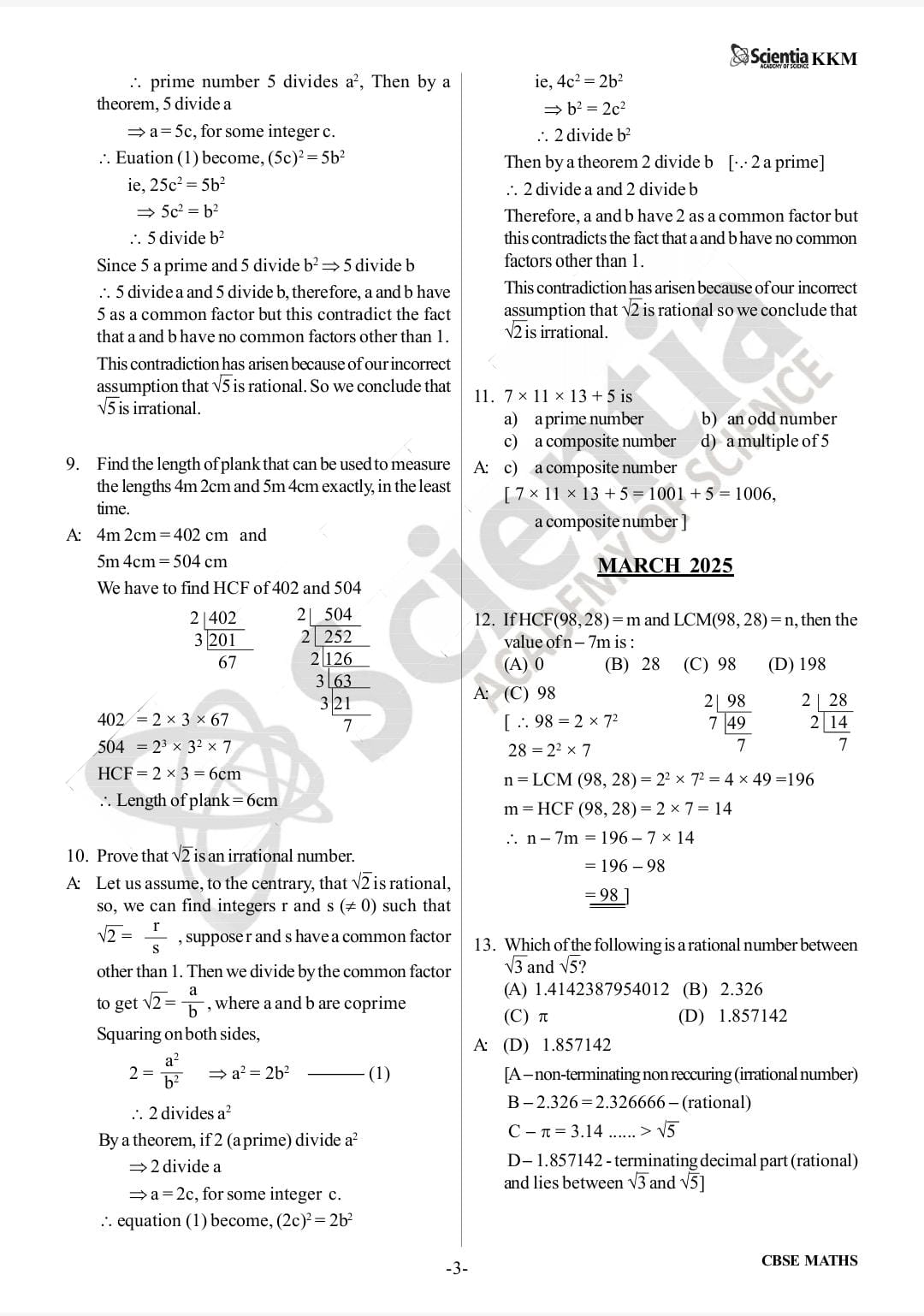 CBSE Class 10 Mathematics – Real Numbers  PYQs & Detailed Solutions 2018–2026
