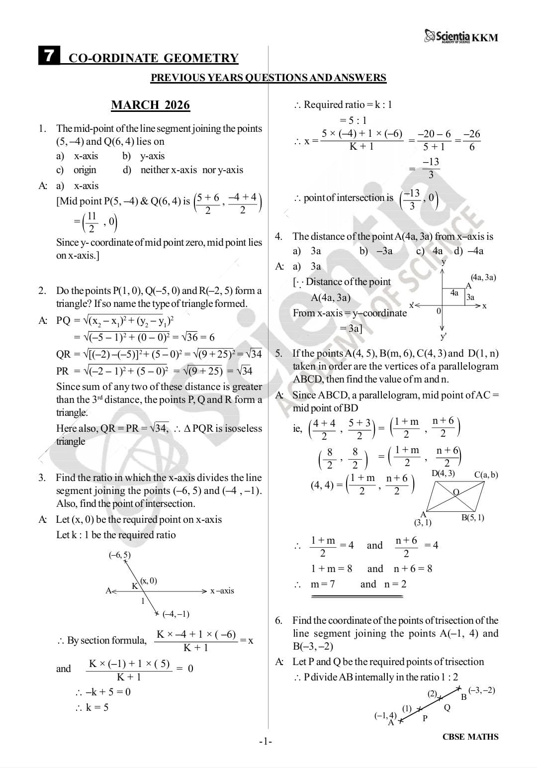 CBSE Class 10 Mathematics – Coordinate Geometry  PYQs & Detailed Solutions 2018–2026