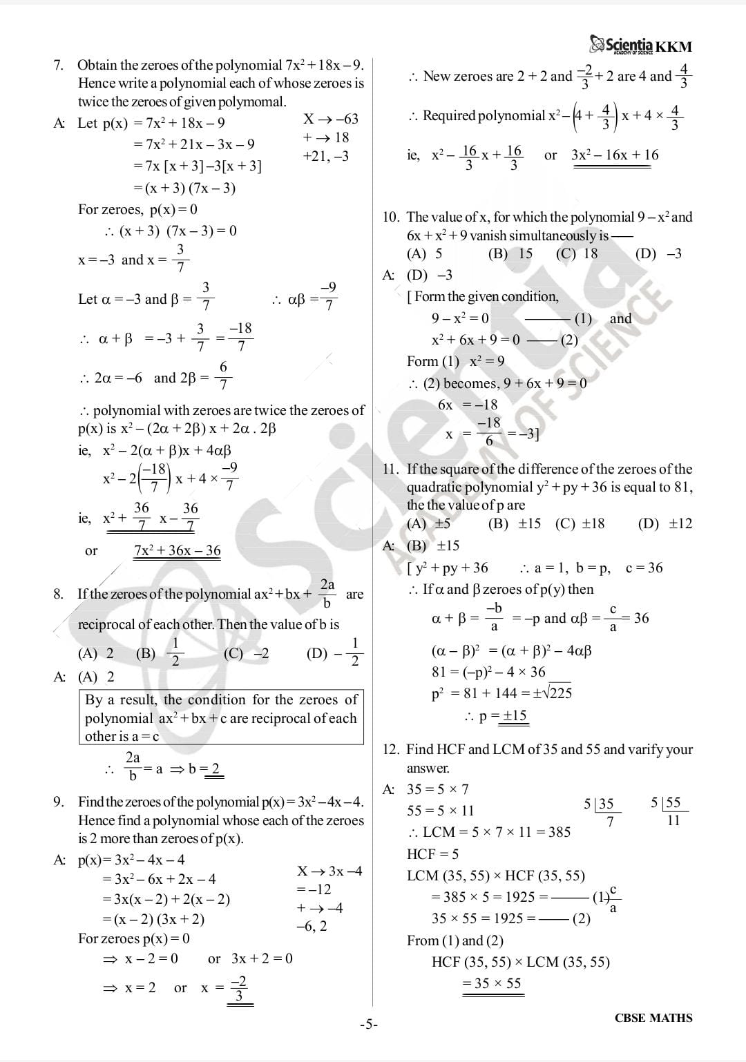 CBSE Class 10 Mathematics – Polynomials  PYQs & Detailed Solutions 2018–2026