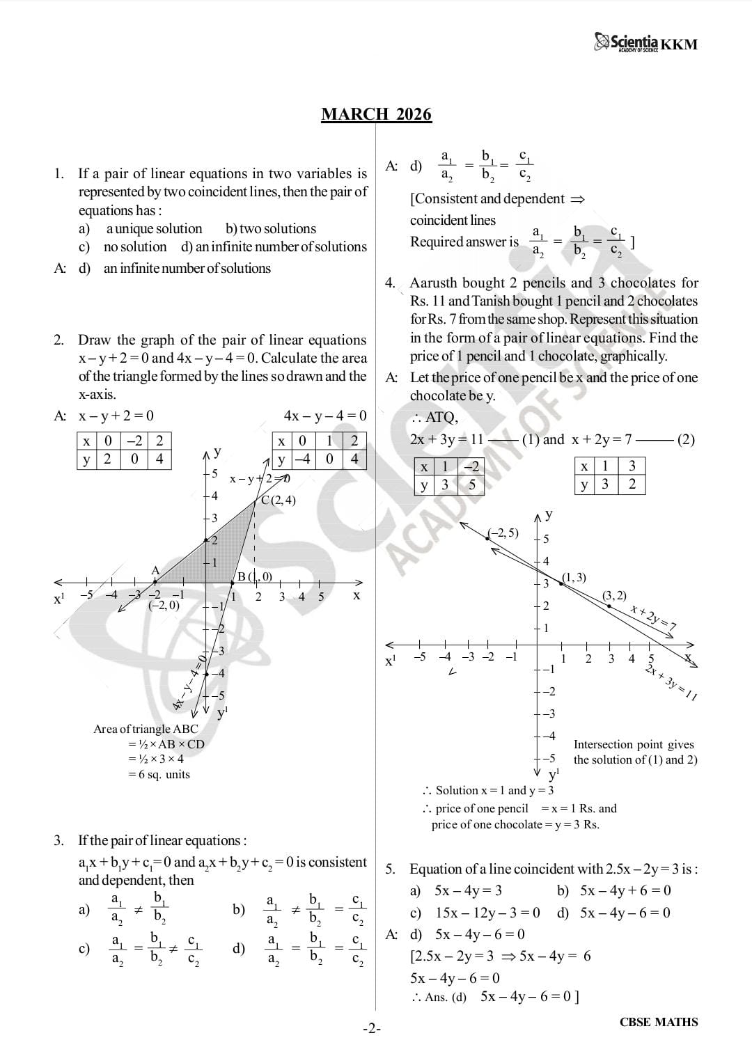 CBSE Class 10 Mathematics – Pair of Linear Equations in Two Variables  PYQs & Detailed Solutions 2018–2026