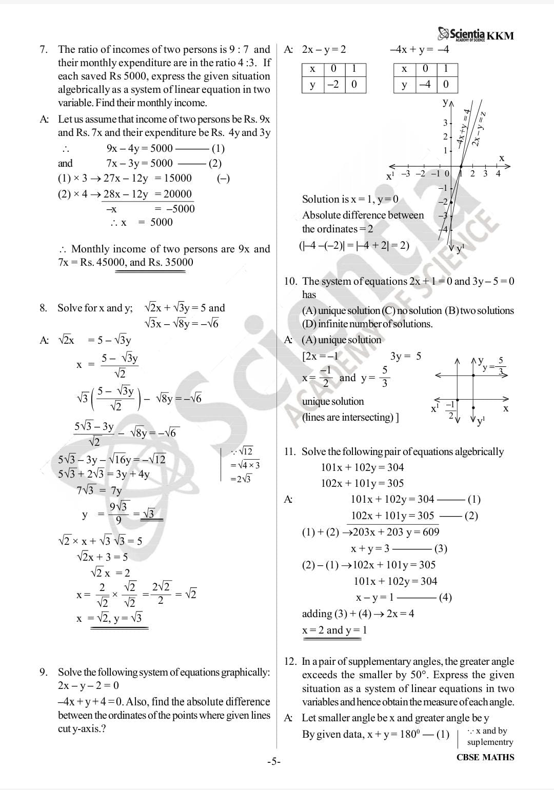 CBSE Class 10 Mathematics – Pair of Linear Equations in Two Variables  PYQs & Detailed Solutions 2018–2026